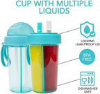 2 in 1 Water Bottle for hot and Cold Drinks with Double Straws and Cover 1000 ml Bottle